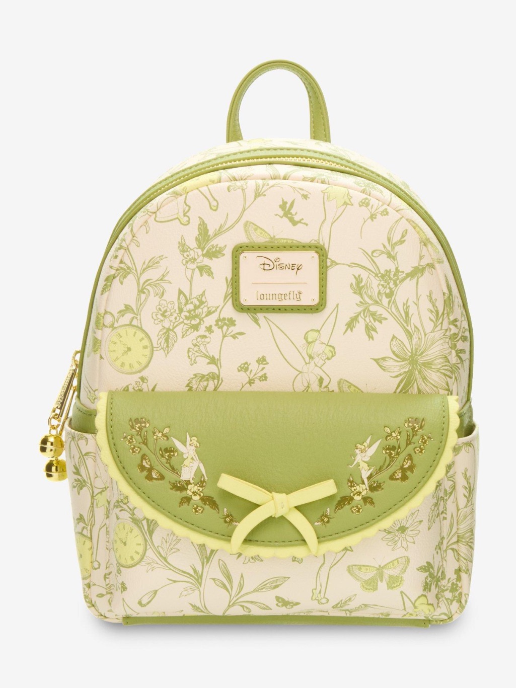 New Loungefly Disney Peter Pan Tinker Bell Floral Allover Print Mini Backpack Ee